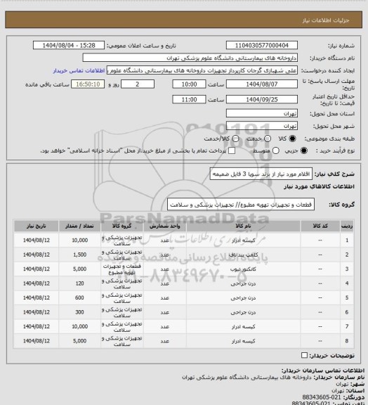 استعلام اقلام مورد نیاز از برند سوپا 3 فایل ضمیمه