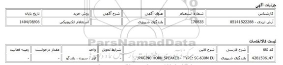 استعلام الکترونیکی، بلندگوی شیپوری