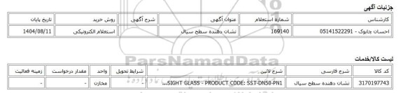 استعلام الکترونیکی، نشان دهنده سطح سیال