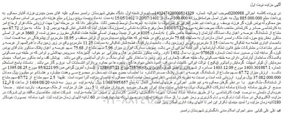 مزایده ملک  به میزان 67.72 سهم مشاع از ششدانگ عرصه و اعیان یک دستگاه آپارتمان ( وضعیت خاص طلق )  به شماره 4105 فرعی از بیست وچهار اصلی قطعه هشت تفکیکی مفروز و مجزی شده از 3660 فرعی از اصلی