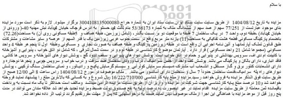 مزایده 77/251 سهم از صد سهم از ششدانگ ملک به شماره 53/36173 