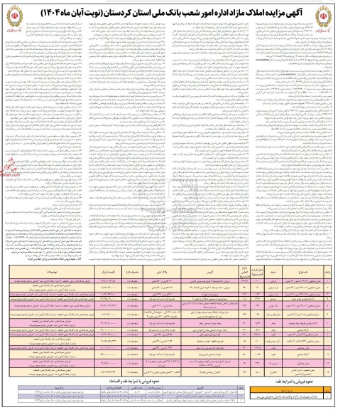  مزایده املاک مازاد 