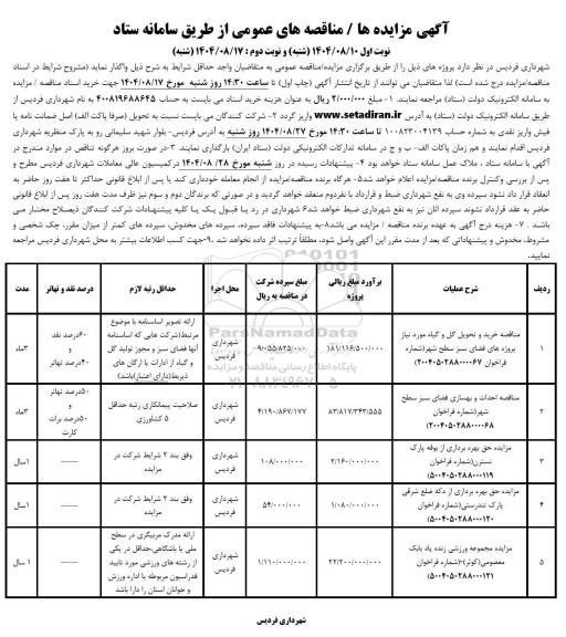 مناقصه و مزایده حق بهره برداری از بوفه ....
