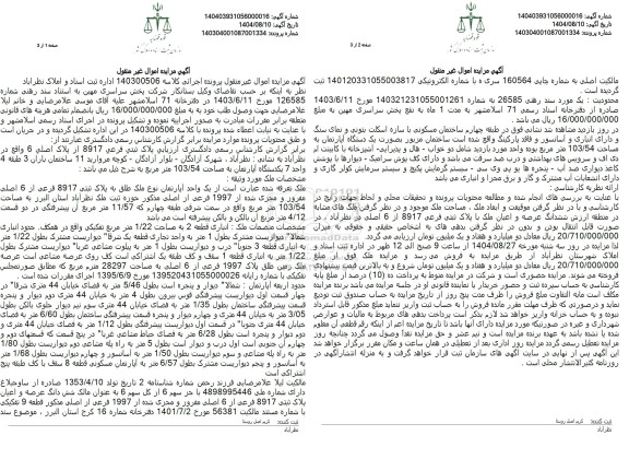 مزایده فروش یکدستگاه آپارتمان به مساحت 103.54 متر مربع