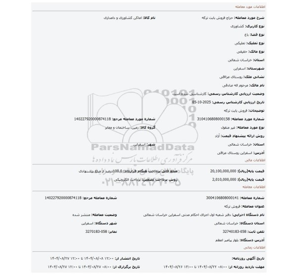 مزایده، فروش بابت ترکه