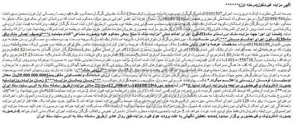 مزایده ششدانگ عرصه واعیان آپارتمان(وضعیت خاص طلق)