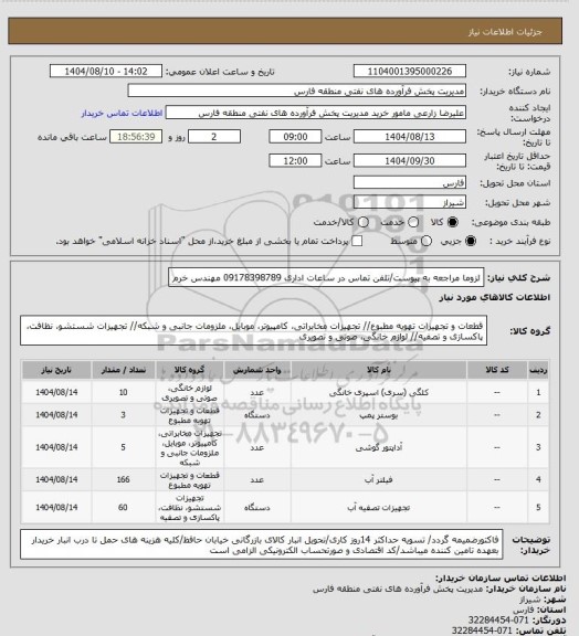 استعلام لزوما مراجعه به پیوست/تلفن تماس در ساعات اداری 09178398789 مهندس خرم