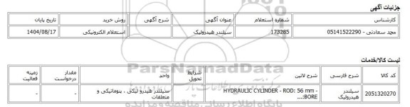 استعلام الکترونیکی، سیلندر هیدرولیک