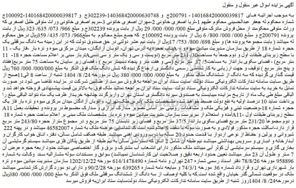 مزایده سه دانگ سرقفلی یک باب حجره