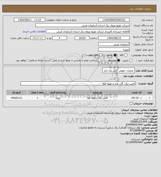 استعلام عملیات تعویض کنتور برق ایثار