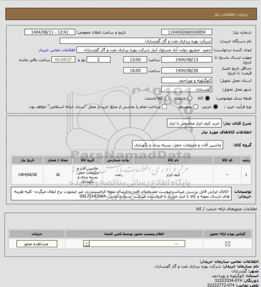 استعلام خرید کیف ابزار مخصوص با ابزار