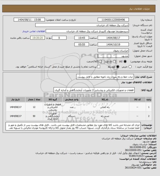 استعلام ثبات خطا و رله جریان زیاد ثانویه  مطابق با فایل پیوست