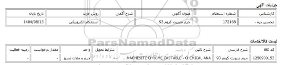 استعلام الکترونیکی، جرم منیزیت کروم 93