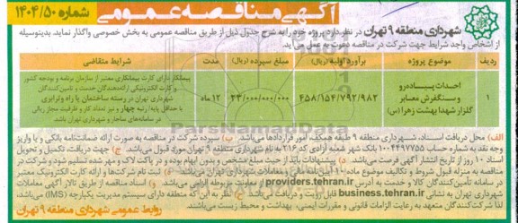 مناقصه احداث پیاده رو و سنگفرش معابر گلزار شهدا ...