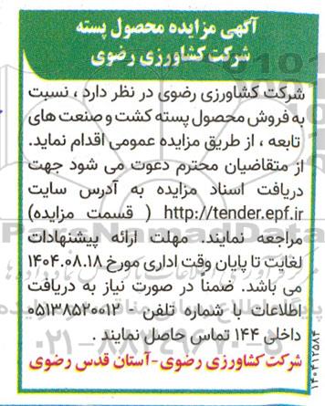 مزایده محصول پسته