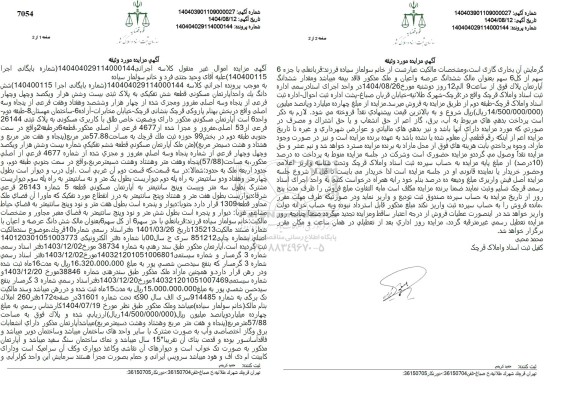 مزایده  شش دانگ یک واحد آپارتمان مسکونی قطعه شش تفکیکی