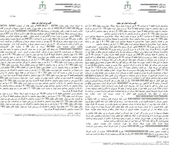 مزایده ششدانگ یک قطعه آپارتمان مسکونی نوع ملک طلق با کاربری پلاک ثبتی 307 فرعی از 2542 اصلی 