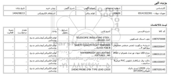 استعلام الکترونیکی، لوازم برقی