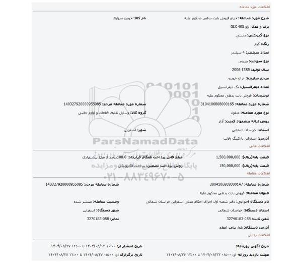 مزایده، فروش بابت بدهی محکوم علیه