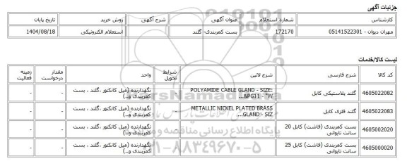 استعلام الکترونیکی، بست کمربندی- گلند