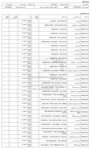 استعلام الکترونیکی، قطعات الکترونیک عمومی و صنعتی
