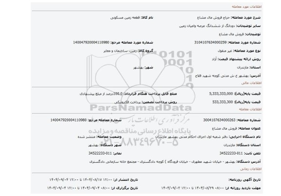 مزایده، فروش مال مشاع