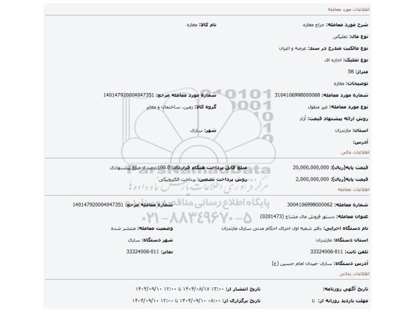 مزایده، مغازه