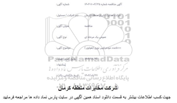 مناقصه خرید 5000 عدد مودم فیبر نوری (هواوی)