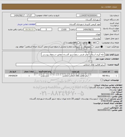 استعلام لکه گیری آسفالت معابر فرعی سطح شهر گلستان مطابق استعلام پیوستی، سامانه ستاد