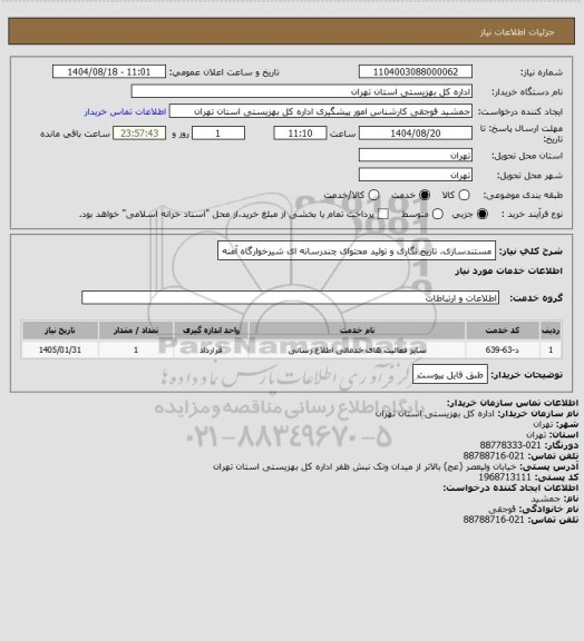 استعلام مستندسازی، تاریخ نگاری و تولید محتوای چندرسانه ای شیرخوارگاه آمنه
