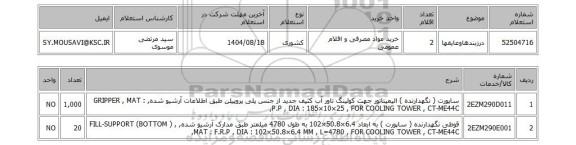 استعلام درزبندهاوعایقها