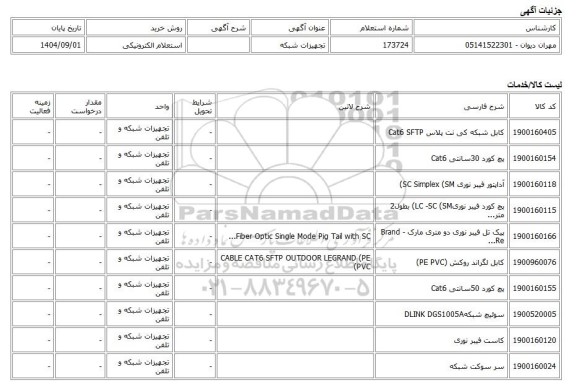 استعلام الکترونیکی، تجهیزات شبکه