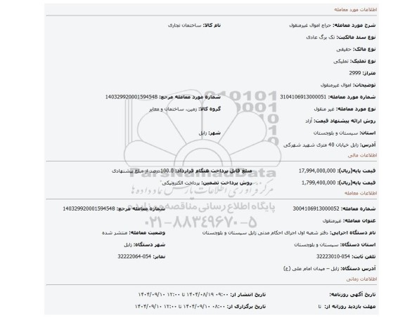 مزایده، اموال غیرمنقول