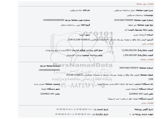 مزایده، ساختمان مسکونی