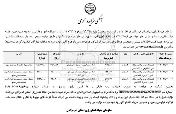 مزایده املاک 