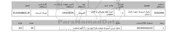 استعلام باتری اسیدی جهت باتری شارژر