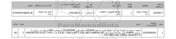 استعلام صفحه سوراخ دار