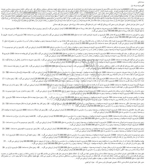 مزایده زمین روبروی مرکز بهداشت به مساحت 1400 مترمربع معروف