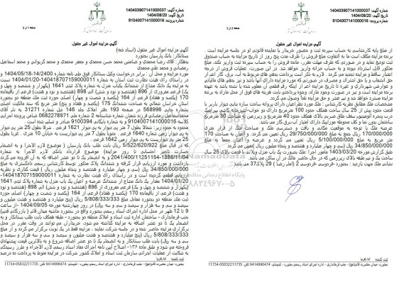 مزایده یک دانگ مشاع از ششدانگ یکباب منزل
