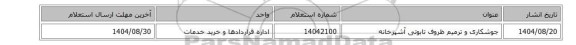 استعلام، جوشکاری و ترمیم ظروف تابوتی آشپزخانه