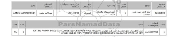 استعلام ترمز کامل جیب کرین جومینی