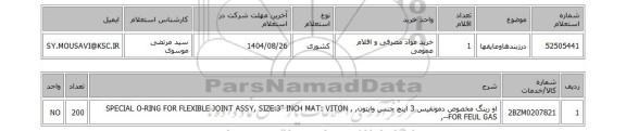 استعلام درزبندهاوعایقها