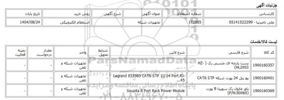 استعلام الکترونیکی، تجهیزات شبکه