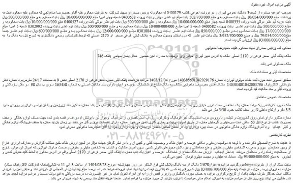 مزایده ملک پلاک ثبتی صفر فرعی از 2170 اصلی  ملک