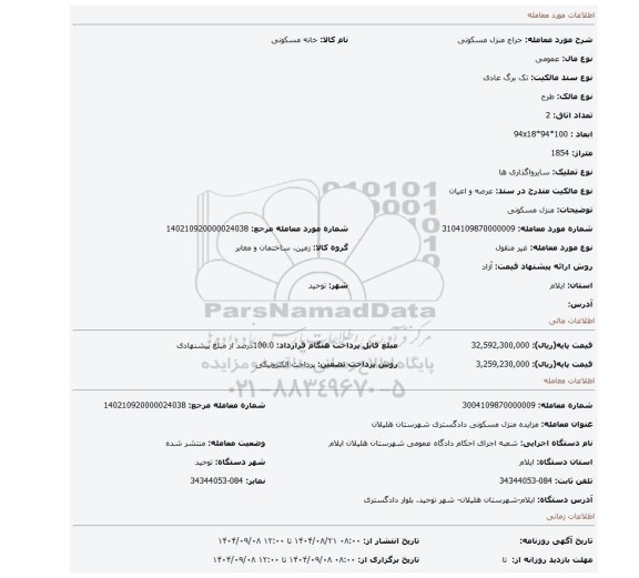 مزایده، منزل مسکونی