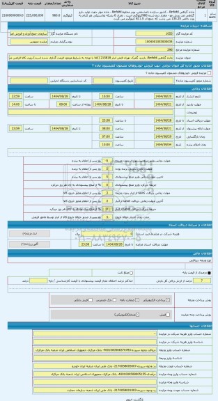 مزایده ، ماده گیاهی Rinfoltil. بازدید گمرک تهران قبض انبار 215818 (کالا با توجه به شرایط موجود قیمت گذاری شده است) رویت کالا الز