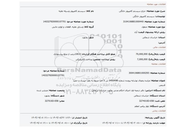 مزایده، سیستم کامپیوتر خانگی