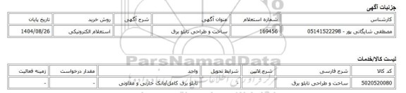 استعلام الکترونیکی، ساخت و طراحی تابلو برق