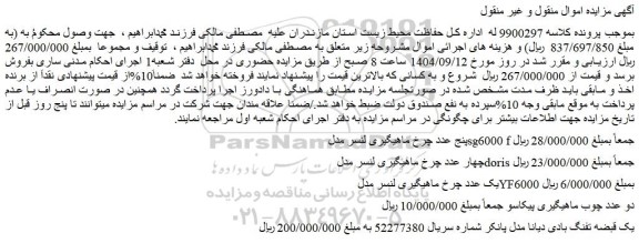 مزایده پنج عدد چرخ ماهیگیری لنسر مدل sg6000 f و...