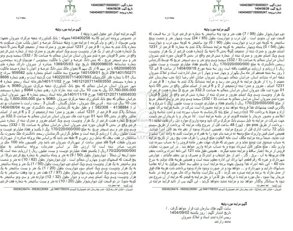 مزایده فروش ششدانگ عرصه و اعیان یکباب منزل مسکونی به شماره پلاک ثبتی 